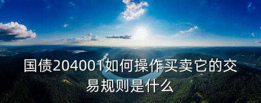 國債204001如何操作買賣它的交易規(guī)則是什么