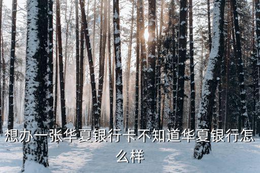 想辦一張華夏銀行卡不知道華夏銀行怎么樣