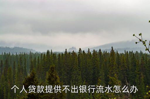 個(gè)人貸款提供不出銀行流水怎么辦