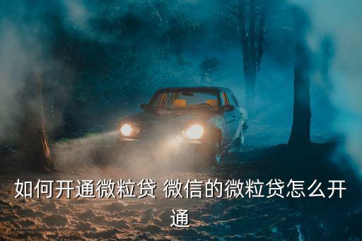 如何開通微粒貸 微信的微粒貸怎么開通