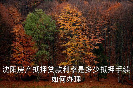 沈陽房產(chǎn)抵押貸款利率是多少抵押手續(xù)如何辦理