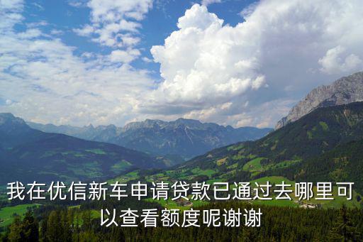 我在優(yōu)信新車申請貸款已通過去哪里可以查看額度呢謝謝