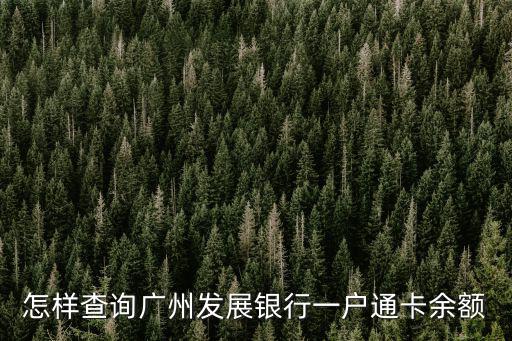 怎樣查詢廣州發(fā)展銀行一戶通卡余額
