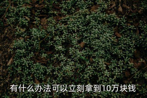 有什么辦法可以立刻拿到10萬塊錢