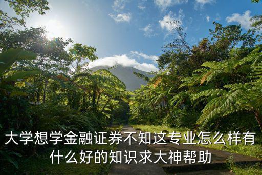 大學(xué)想學(xué)金融證券不知這專業(yè)怎么樣有什么好的知識(shí)求大神幫助