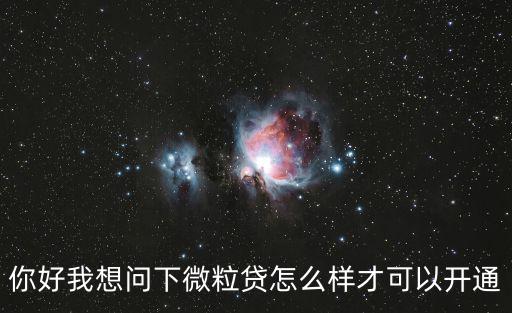 你好我想問下微粒貸怎么樣才可以開通
