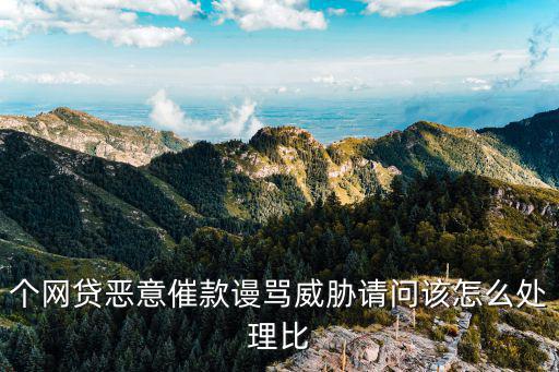 個(gè)網(wǎng)貸惡意催款謾罵威脅請問該怎么處理比