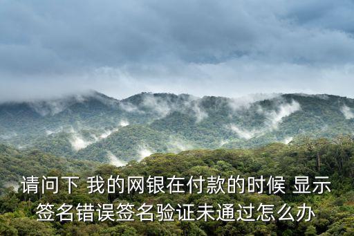 轉(zhuǎn)賬簽名錯(cuò)誤怎么辦，請問下 我的網(wǎng)銀在付款的時(shí)候 顯示簽名錯(cuò)誤簽名驗(yàn)證未通過怎么辦