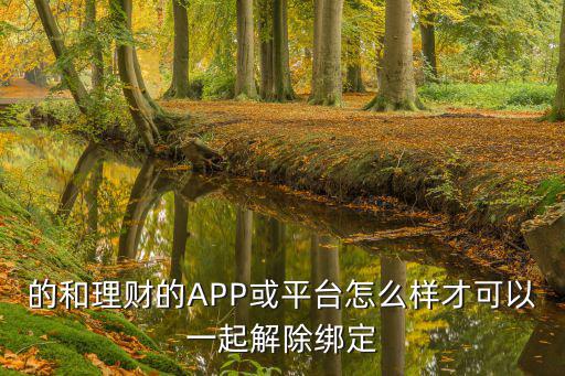 的和理財(cái)?shù)腁PP或平臺(tái)怎么樣才可以一起解除綁定