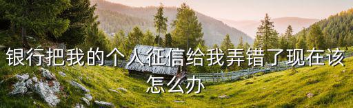 銀行把我的個人征信給我弄錯了現(xiàn)在該怎么辦
