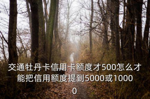 交通牡丹卡信用卡額度才500怎么才能把信用額度提到5000或10000