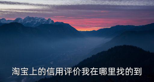 淘寶上的信用評價我在哪里找的到