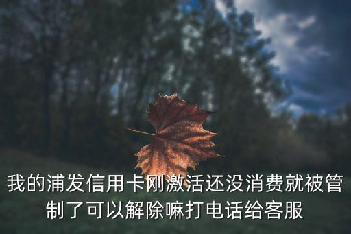 我的浦發(fā)信用卡剛激活還沒(méi)消費(fèi)就被管制了可以解除嘛打電話給客服