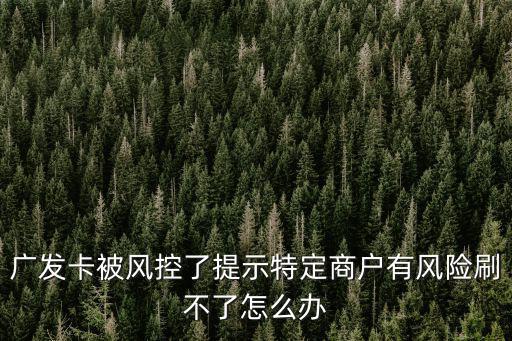 廣發(fā)卡被風(fēng)控了提示特定商戶(hù)有風(fēng)險(xiǎn)刷不了怎么辦