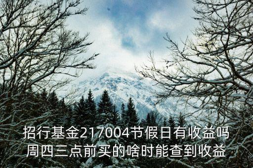 招行基金217004節(jié)假日有收益嗎周四三點(diǎn)前買的啥時(shí)能查到收益