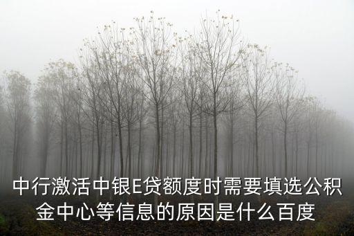 中銀e貸公積金怎么選，激活中銀E貸額度時(shí)為何需要填選公積金中心等信息