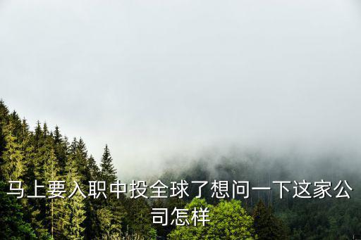 馬上要入職中投全球了想問(wèn)一下這家公司怎樣