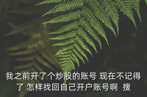 我之前開了個炒股的賬號 現(xiàn)在不記得了 怎樣找回自己開戶賬號啊  搜