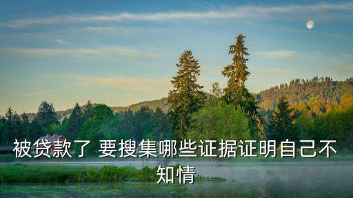 被貸款了 要搜集哪些證據(jù)證明自己不知情
