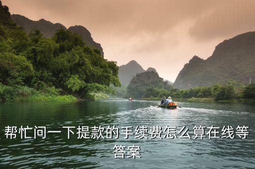 幫忙問一下提款的手續(xù)費怎么算在線等答案