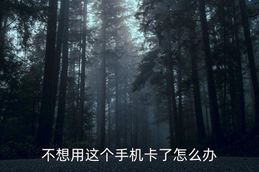 不想用這個(gè)手機(jī)卡了怎么辦