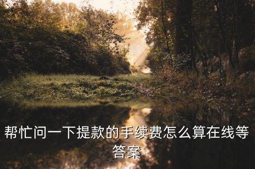 銀豆網(wǎng)提現(xiàn)費(fèi)怎么收，幫忙問一下提款的手續(xù)費(fèi)怎么算在線等答案