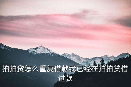 拍拍貸循環(huán)借款怎么借，拍拍貸怎么重復(fù)借款我已經(jīng)在拍拍貸借過款