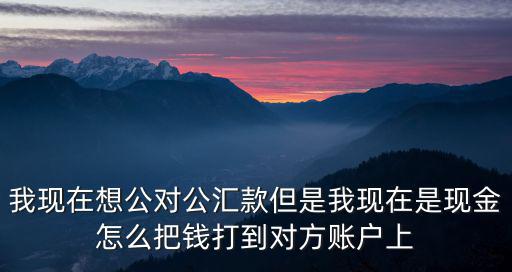 我現(xiàn)在想公對公匯款但是我現(xiàn)在是現(xiàn)金怎么把錢打到對方賬戶上