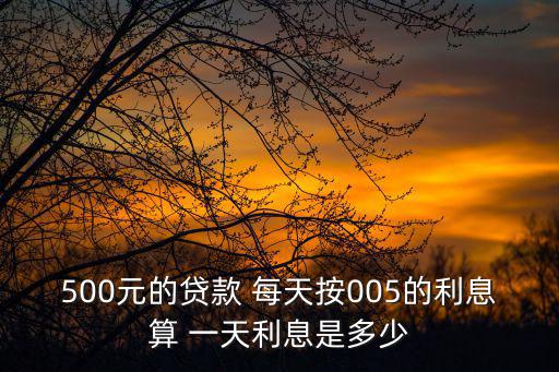 500元的貸款 每天按005的利息算 一天利息是多少
