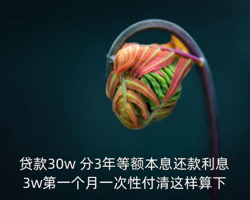 貸款30w 分3年等額本息還款利息3w第一個(gè)月一次性付清這樣算下