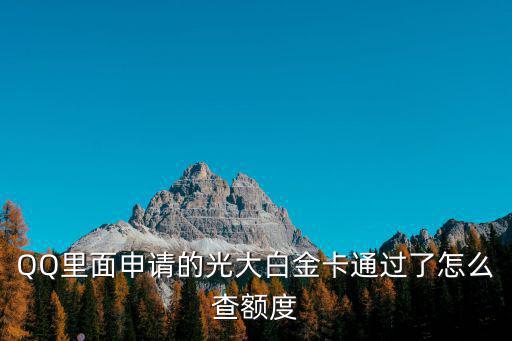 QQ里面申請的光大白金卡通過了怎么查額度