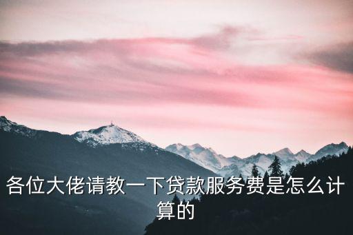 貸款代理費怎么算，各位大佬請教一下貸款服務費是怎么計算的