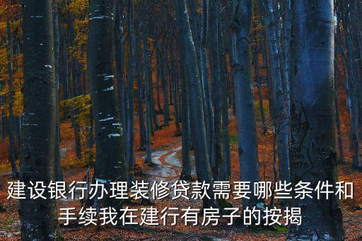 建設銀行辦理裝修貸款需要哪些條件和手續(xù)我在建行有房子的按揭