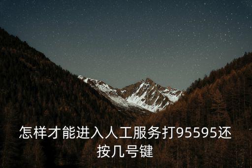 怎樣才能進入人工服務(wù)打95595還按幾號鍵