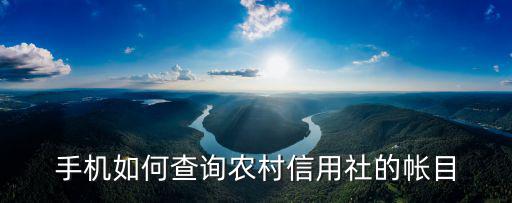 手機如何查詢農(nóng)村信用社的帳目