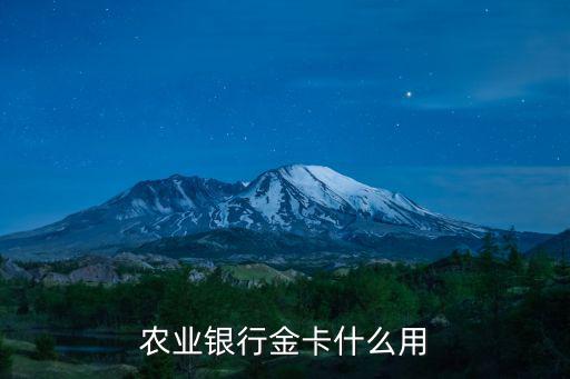 農(nóng)業(yè)銀行金卡什么用