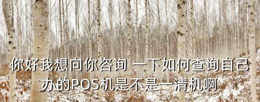 你好我想向你咨詢 一下如何查詢自己辦的POS機(jī)是不是一清機(jī)啊