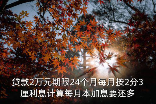 貸款2萬元期限24個月每月按2分3厘利息計算每月本加息要還多