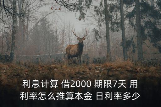 利息計算 借2000 期限7天 用利率怎么推算本金 日利率多少