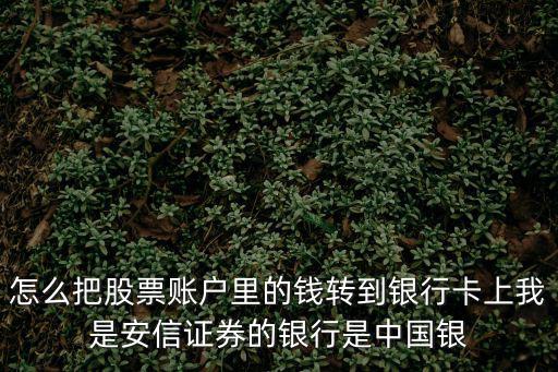 怎么把股票賬戶里的錢轉(zhuǎn)到銀行卡上我是安信證券的銀行是中國(guó)銀