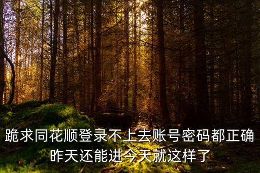 跪求同花順登錄不上去賬號(hào)密碼都正確昨天還能進(jìn)今天就這樣了