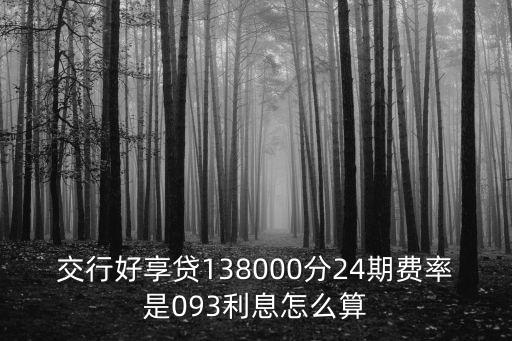 交行好享貸138000分24期費率是093利息怎么算