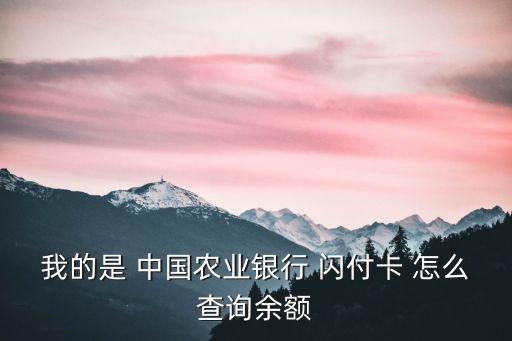 我的是 中國(guó)農(nóng)業(yè)銀行 閃付卡 怎么查詢余額