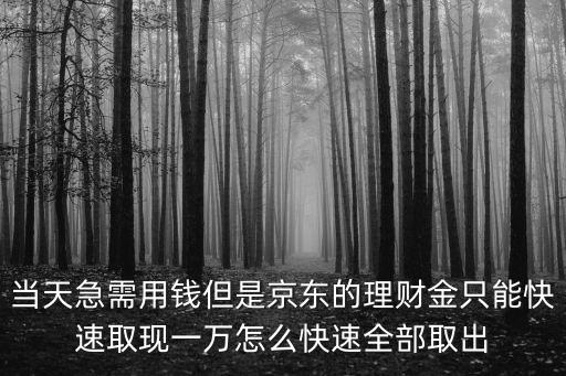 京東的理財金怎么提現(xiàn)嗎，當(dāng)天急需用錢但是京東的理財金只能快速取現(xiàn)一萬怎么快速全部取出
