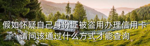假如懷疑自己身份證被盜用辦理信用卡請問該通過什么方式才能查詢