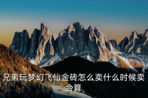 兄弟玩夢幻飛仙金磚怎么賣什么時(shí)候賣合算