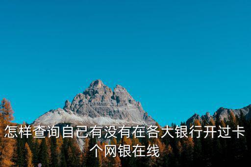怎樣查詢自己有沒有在各大銀行開過卡個網(wǎng)銀在線
