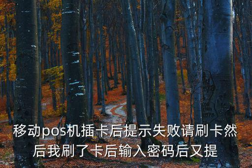 移動(dòng)pos機(jī)插卡后提示失敗請(qǐng)刷卡然后我刷了卡后輸入密碼后又提