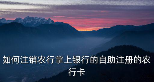 如何注銷農(nóng)行掌上銀行的自助注冊(cè)的農(nóng)行卡