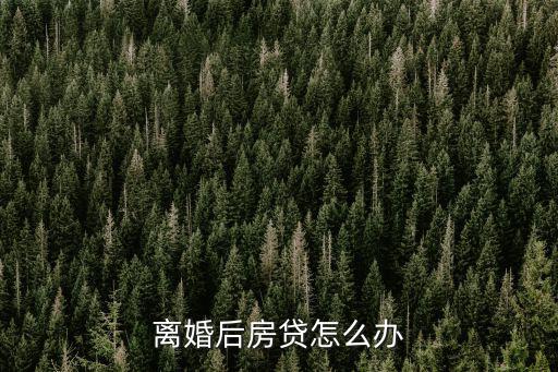 離婚后房貸怎么辦